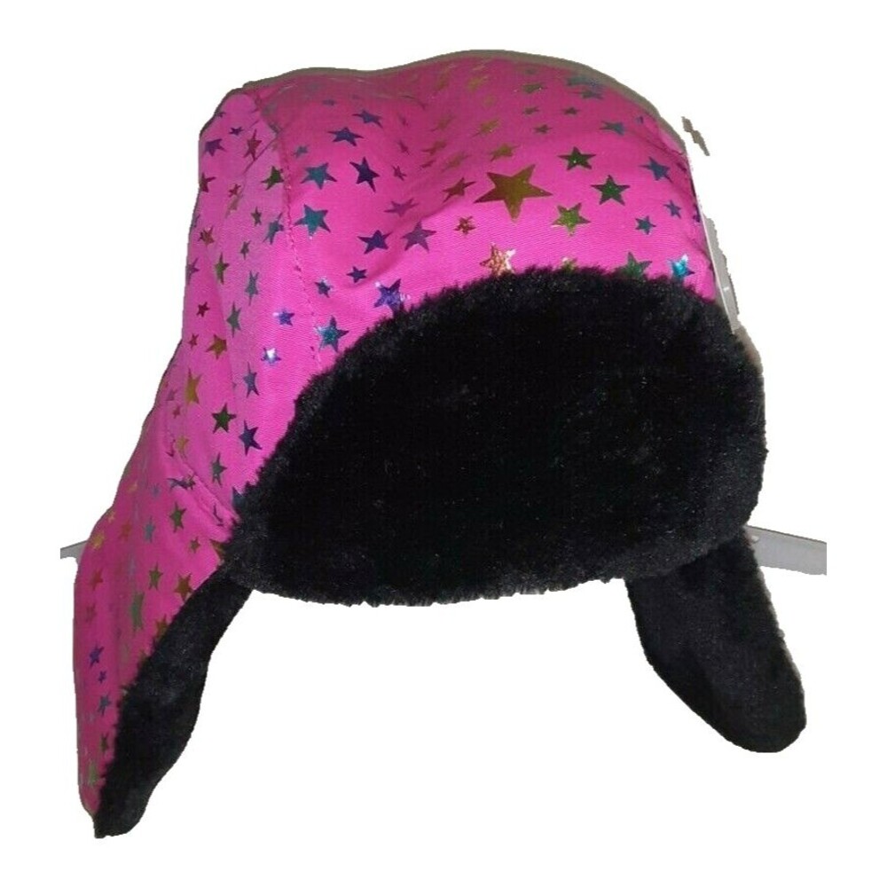 Faded Glory Fusia Pink Stars Design Girl's Trapper Hat Children One Size